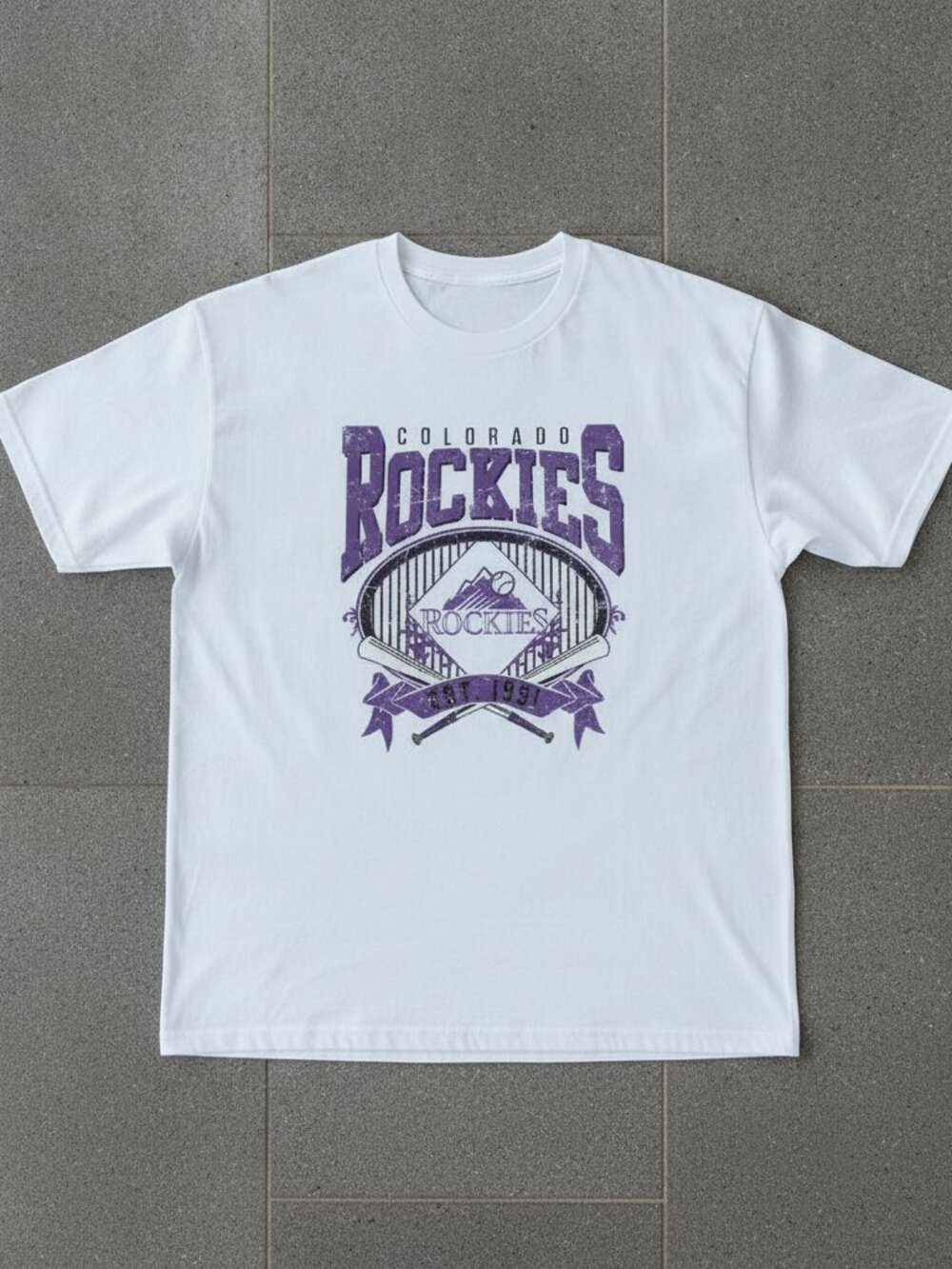 Colorado Rockies Vintage Baseball T-Shirt | Retro Purple Rockies Graphic Tee